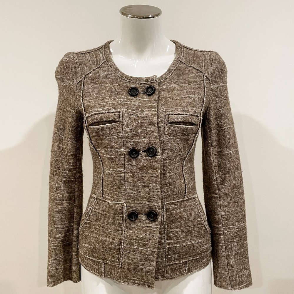 ISABEL MARANT ETOILE Fitted Cropped Jacket Extra Small XS Brown Melange Exc Cond